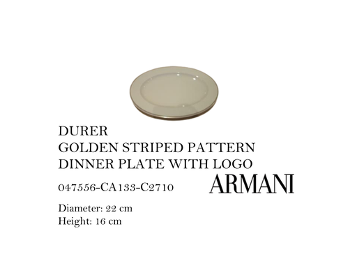 [MHT-002233] DURER GOLDEN STRIPED PATTERN DINNER PLATE WITH LOGO