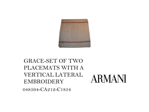 [MHT-002409] GRAE-SET OF TWO PLACEMATS WITH A VERTICAL LATERAL EMBROIDERY