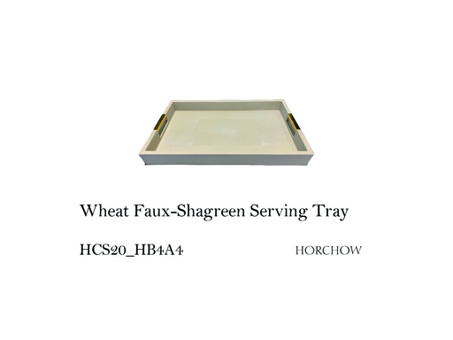 [MHT-004290] Wheat Faux-Shagreen Serving Tray