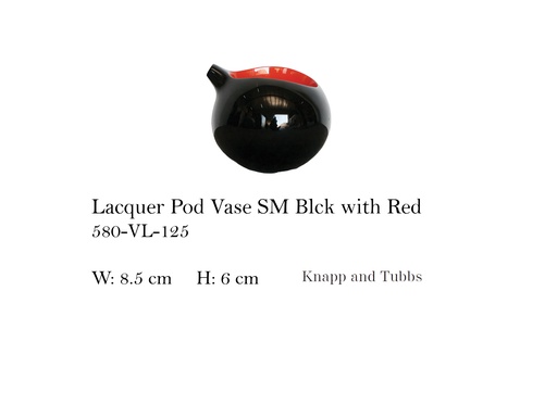 [MHT-002635] LACQUER POD VASE SM BLCK W/ RED
