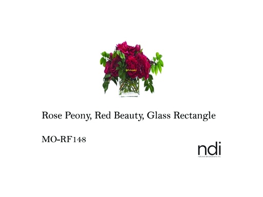 [MHT-003322] ROSE PEONY, RED BEAUTY, GLASS RECTANGLE