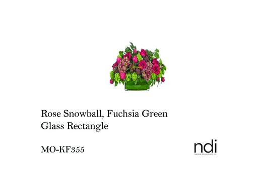 [MHT-003323] ROSE SNOWBALL, FUCHSIA GREEN, GLASS RECTANGLE
