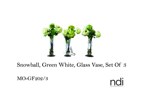 [MHT-003456] SNOWBALL, GREEN WHITE, GLASS VASE, SET OF 3