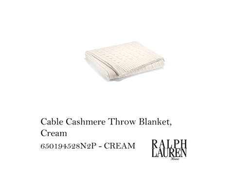 [MHT-001665] CABLE CASHMERE THROW BLANKET-CREAM