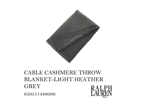 [MHT-001666] CABLE CASHMERE THROW BLANKET-LIGHT HEATHER GREY