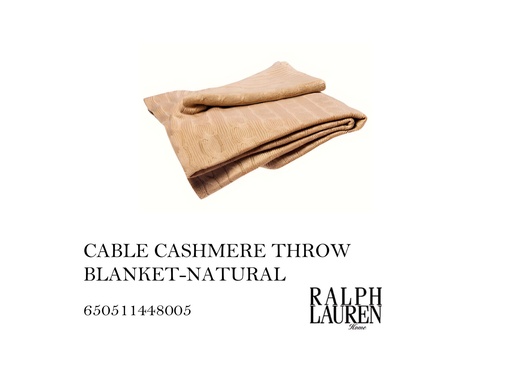 [MHT-001668] CABLE CASHMERE THROW BLANKET-NATURAL