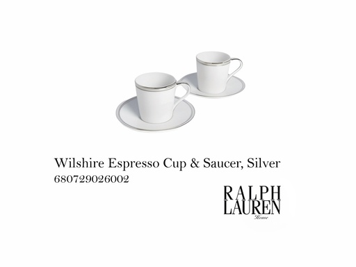 [MHT-003865] Wilshire Espresso Cup and Saucer, Pair, Platinum Pair