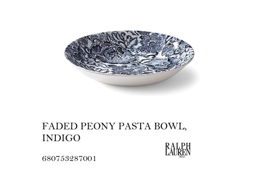 [MHT-004455] FADED PEONY PASTA BOWL, INDIGO