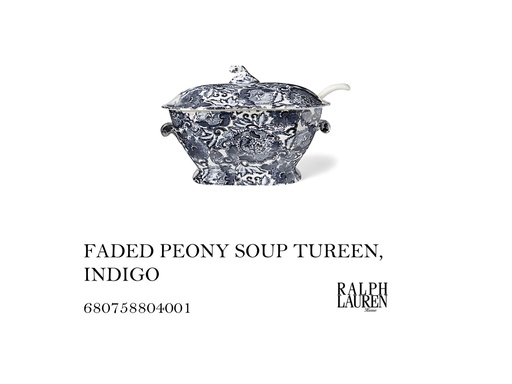[MHT-004457] FADED PEONY SOUP TUREEN, INDIGO
