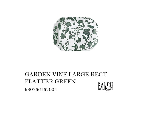 [MHT-004464] GARDEN VINE LARGE RECT PLATTER GREEN