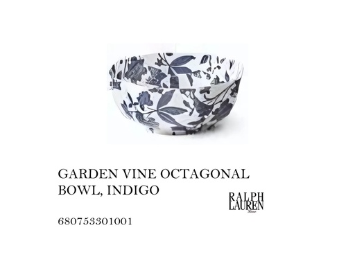 [MHT-004468] GARDEN VINE OCTAGONAL BOWL, INDIGO
