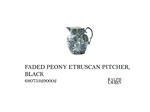[MHT-004552] FADED PEONY ETRUSCAN PITCHER, BLACK