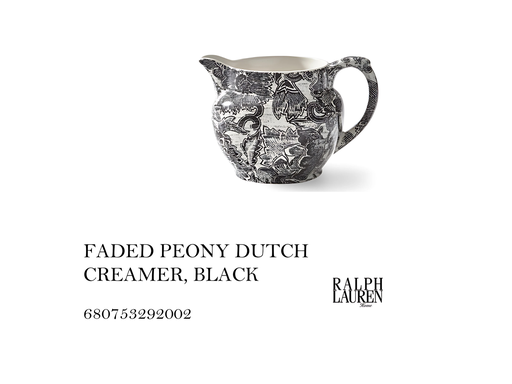 [MHT-004554] FADED PEONY DUTCH CREAMER, BLACK