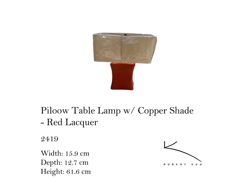 [MHT-003181] PILOOW TABLE LAMP W/ COPPER SHADE - RED LACQUER
