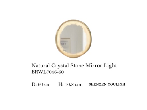 [MHT-000677] Natural Crystal Stone Mirror Light